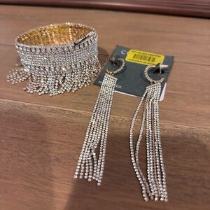 Elegant faux crystal Gold Jewelry Set NWT